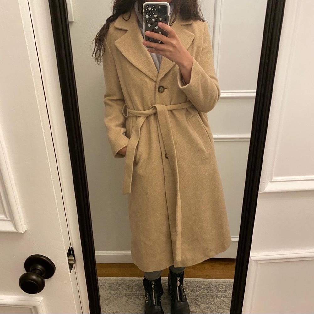 & Other Stories Belted Camel Coat Alpaca & Wool